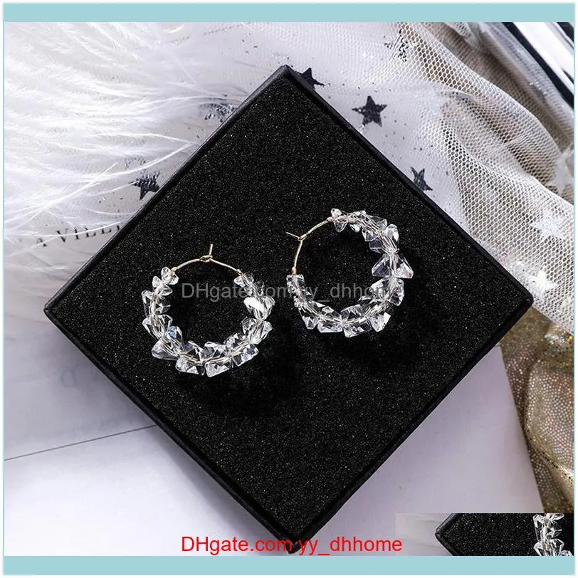 Arrival Crystal Classic Hoop Earrings Korean Simple Round Circle Geometric For Women Female Jewelry Party Gift & Huggie