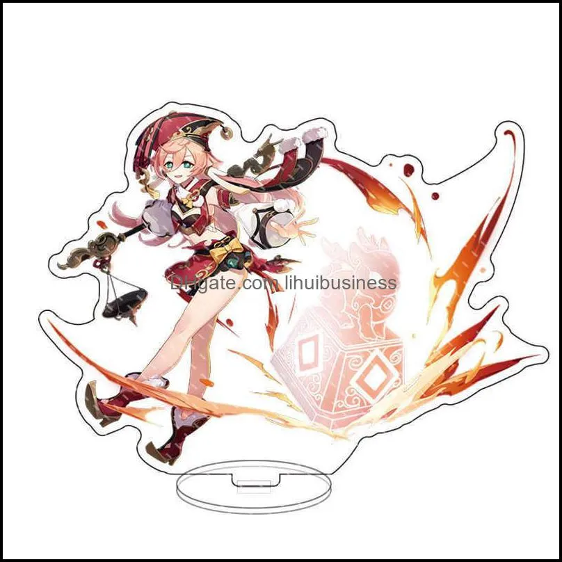 Genshin Impact Childe Zhongli Albedo Keli Cosplay Character Stand Kawaii Accessories For Boys Girls Collections Keychians Y0728