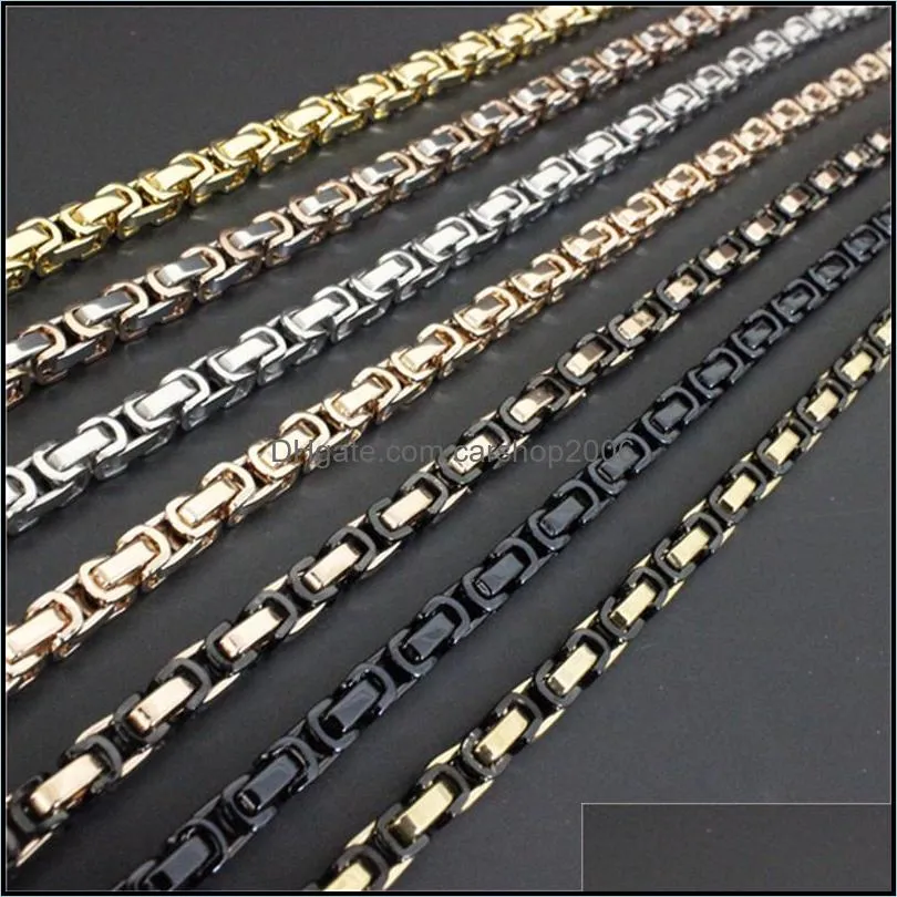 1pc Est 22inch 4mm 6mm 8mm Polishing Biker Style Necklace 316L Stainless Steel Fashion Chain Cool Chains