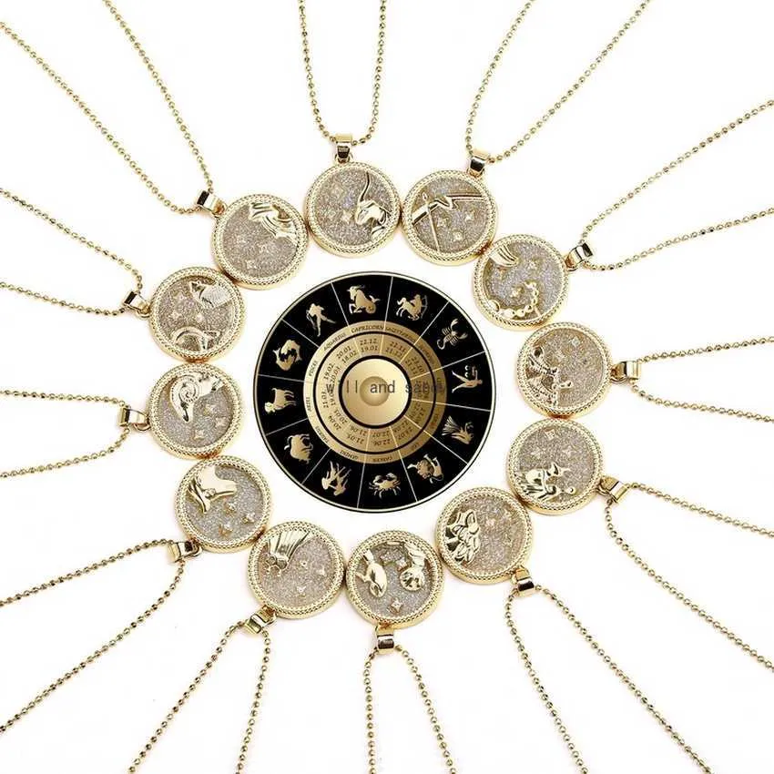 Ketting Dames Ketting Ram 12 Zodiac Gold Sign Coin Taurus Schorpioen Hangers Charm Star Sign Choker Astrologie Kettingen Mode