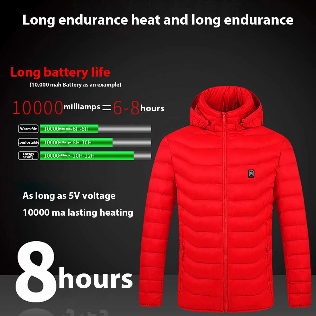 PERFAMP Chaleco térmico USB para hombre, chaleco eléctrico con capucha de  grafeno con 3 controles de temperatura, banco de energía de 10,000 mAh