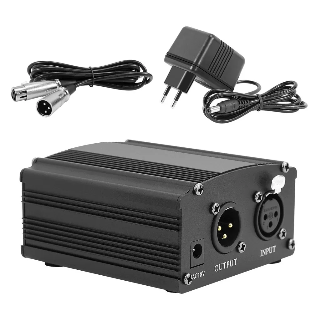 48 V Phantom voor BM 800 Condensor Microfoon Opnamemateriaal EU Plug Mic Phantom Power and Adapter 2.5M XLR Audiokabel