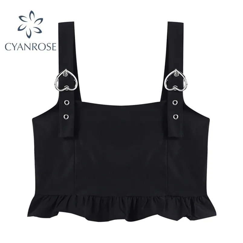 Ruffle Ruched Crop Black Tanks Tops Women's Strap Camisole Party Club Bar Sexy Sleeveless Camis Solid Strapless Mujer 210515