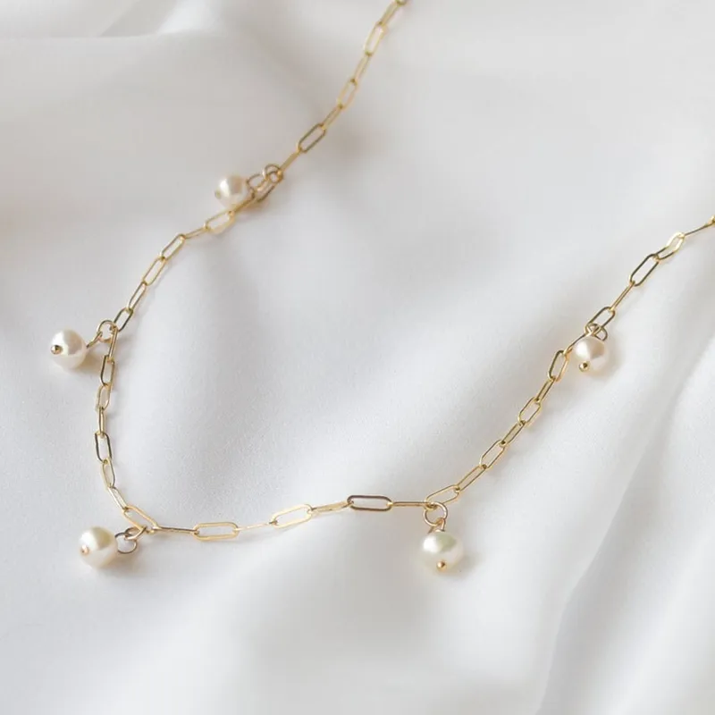 Naturlig Pearl Choker Guldfyllda Smycken Handgjorda Pendants Collier Femme Kolye Boho Halsband för kvinnor