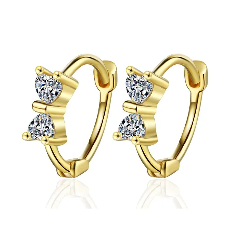 Hoop Huggie Fille Belle Simple Bowknot Boucles D'oreilles Coeur Zircon Pierre Mince Cerceaux Petite Boucle D'oreille Piercing Cartilage Accessoires Cadeau