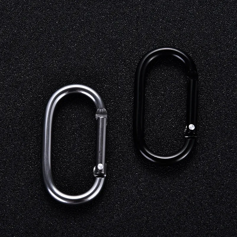 Ovale Karabiner, Karabinerhaken, Aluminiumlegierung, 50 x 25 mm, in Schwarz und Grau, für Wasserflaschenschlüssel, landwirtschaftlicher Haken für den täglichen Gebrauch, DH9687