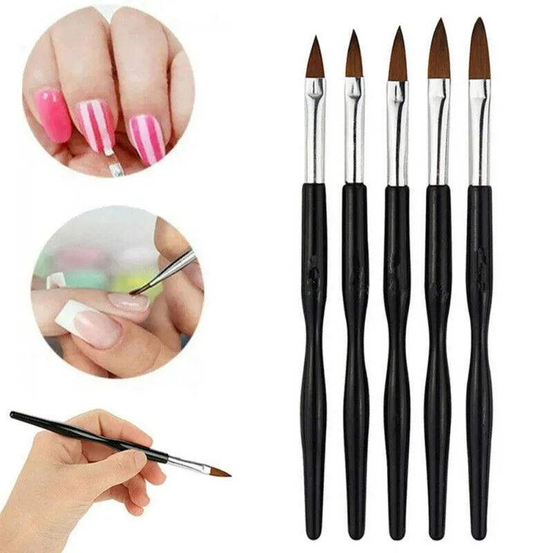 Nagelkonstsatser 5st Acrylic UV Gel Carving Brush Glitter Pen Set Tools Borst för Manicure Equipment Supply Professionals