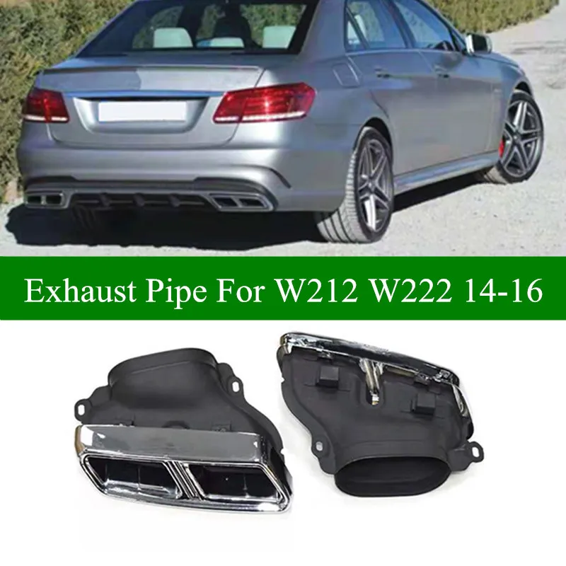 2 st Dubbelrör Avgasrör för Benz W212 W222 Uppgradering E63 AMG Style 2014-2016 Svart ljuddämpare bakljusmunstycken