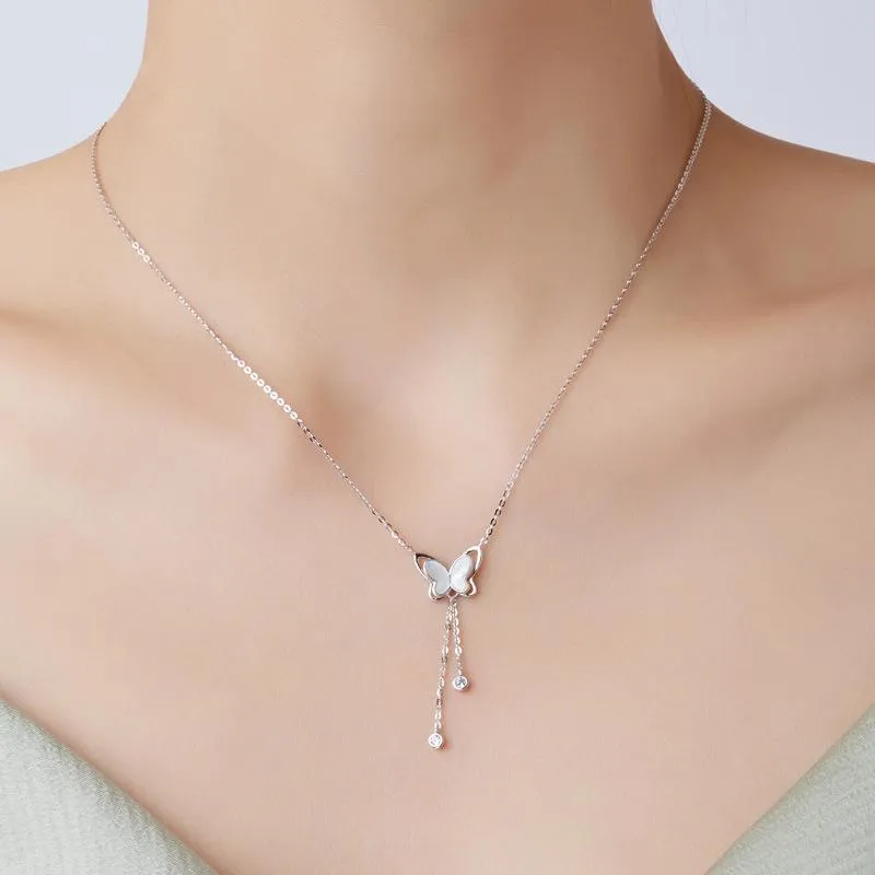 Chokers Elegance Delicate Jewelry Butterfly Pendant Necklace Pretty Design Zircon Chain for Women Gift Eesthetic