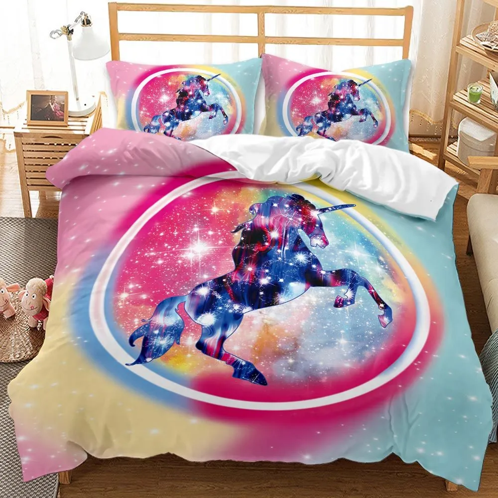 Kawaii Unicorn Girls Pink Luxury Bed Linen King Twin Blankets Full