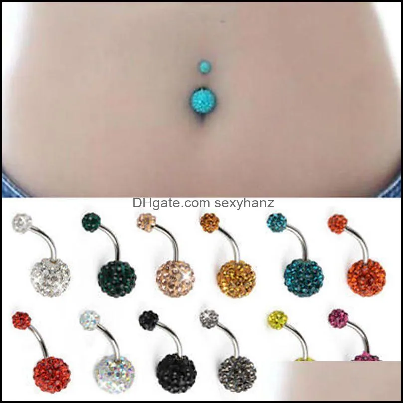 Other 1PC Crystal Steel Belly Piercings Navel Piercing Sexy Ear Earring Body Jewelry Round Ring Gift