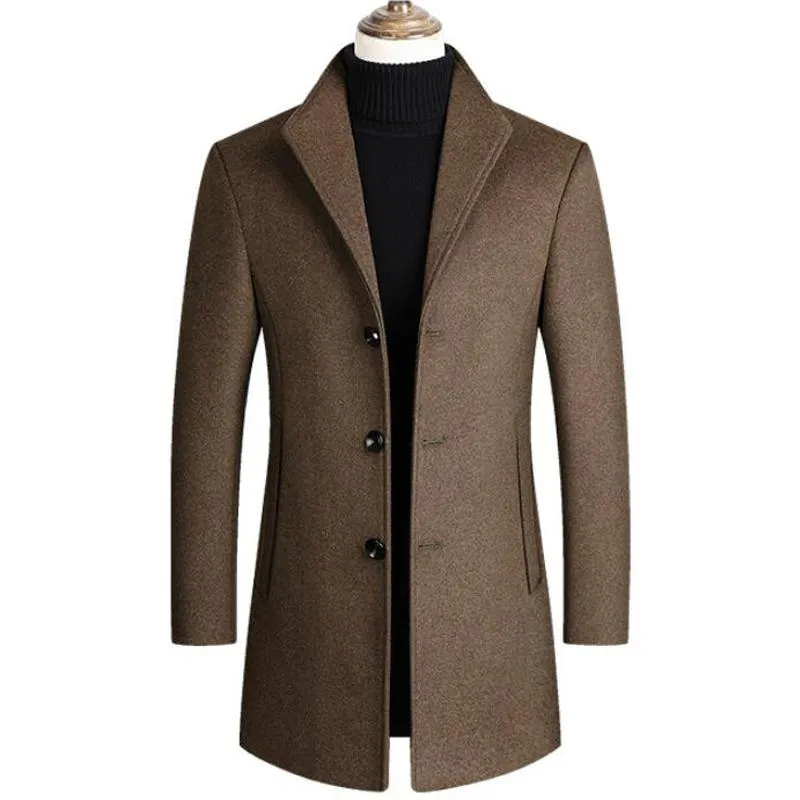 Men's Wool & Blends Coats Men High Quality Autumn Winter Thicken Jackets Mens Casual Luxurious Long Trench Coat Brand Clothing