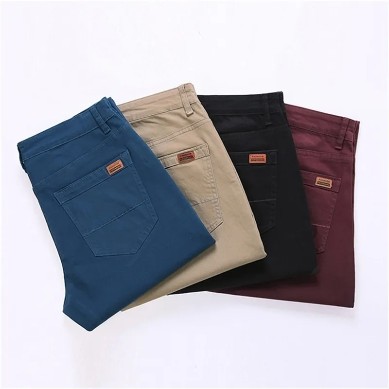 Mens Smart Casual Pant High Stretch Elastic Fabric Slim Cutting Trouser Pocket Badge Plus Size 44 Trousers,CY-7104 210715