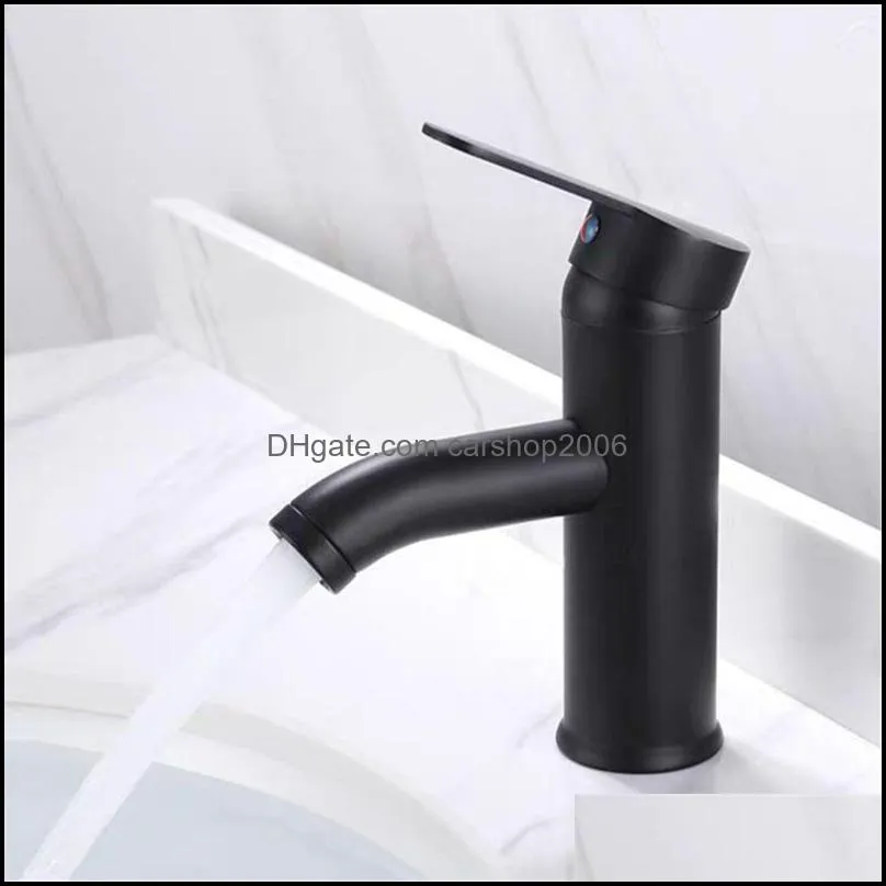 Bathroom Sink Faucets Single Handle Basin Cold/ Mixer Tap Black 77UC1
