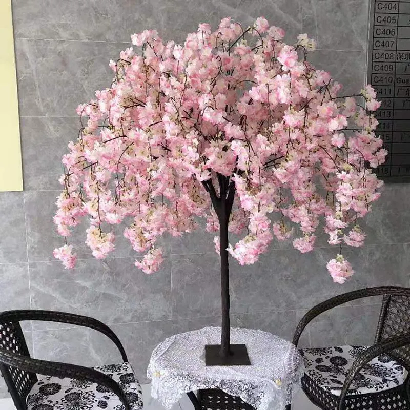 装飾的な花の花輪1.2mの高さ1.4m幅の桜の木シミュレーション偽の桃の願い樹木アートの装飾品と結婚式のセンターピースデコ