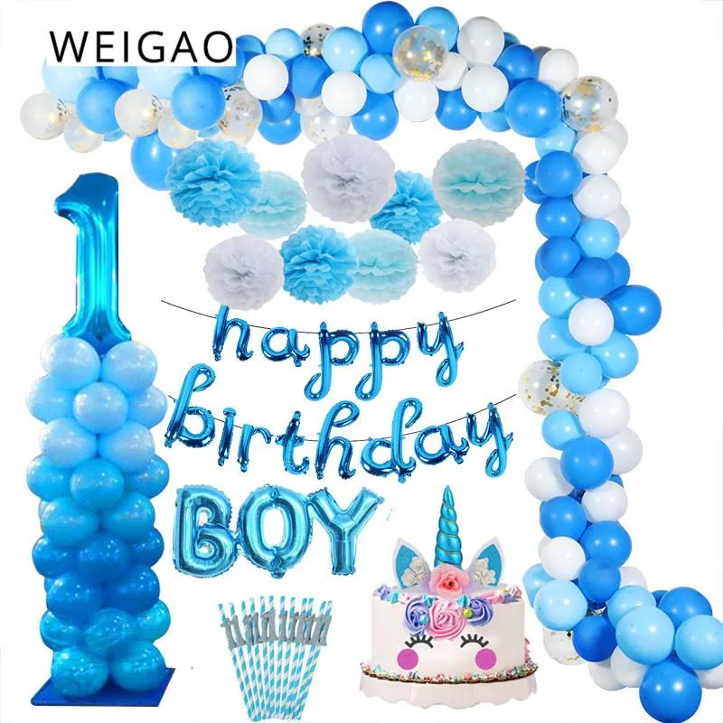 Primer Feliz Cumpleaños Fiesta De Bebé Azul 1er Juego De Globos Plato Taza  Mi 1 Año Decoraciones Niños Ducha Niño Decoración 2486 De 5,65 €