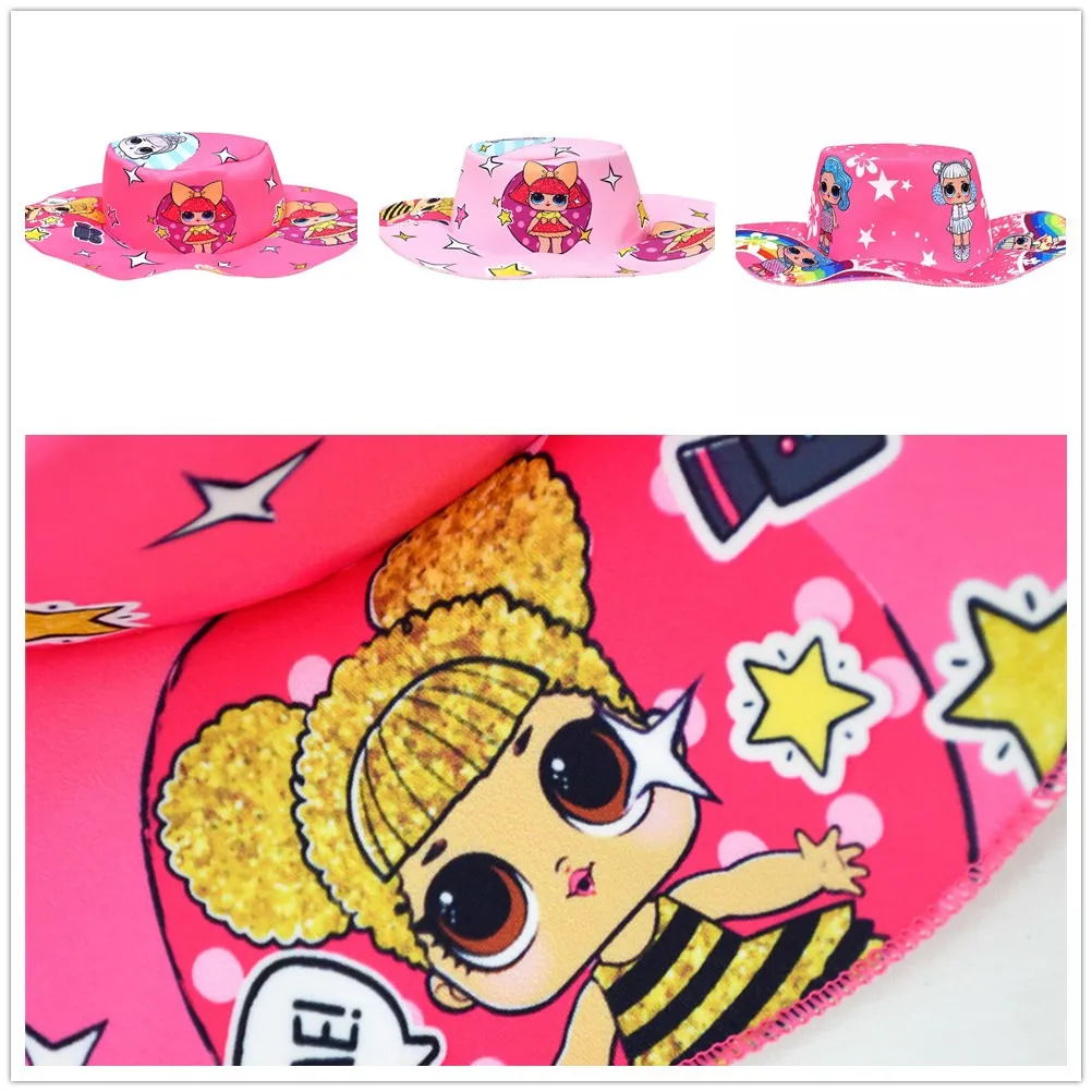 wholesale designer bébé seau casquette enfants soleil pêcheur chapeaux dessin animé poupée ronde haut large bord pêcheur chapeau filles été plage casquettes occasionnels enfants cadeau zx212