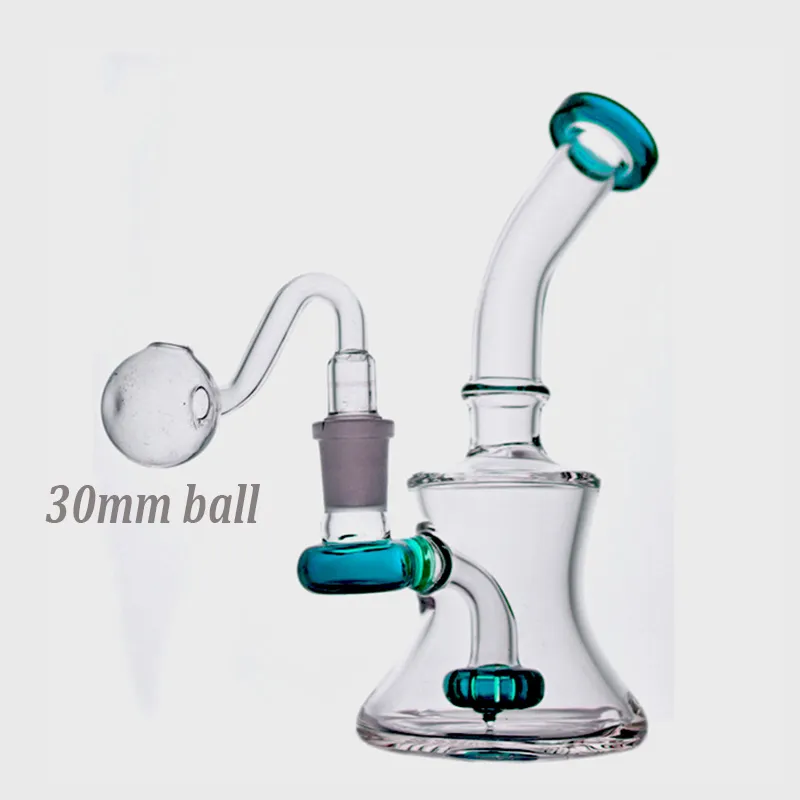 En ucuz Cam Beher Bong Sigara Borular Inline Matrix Perc 6.8 inç Recycler Fıskiye Su Borusu 14mm Erkek Yağ Yakıcı Boru 1 adet