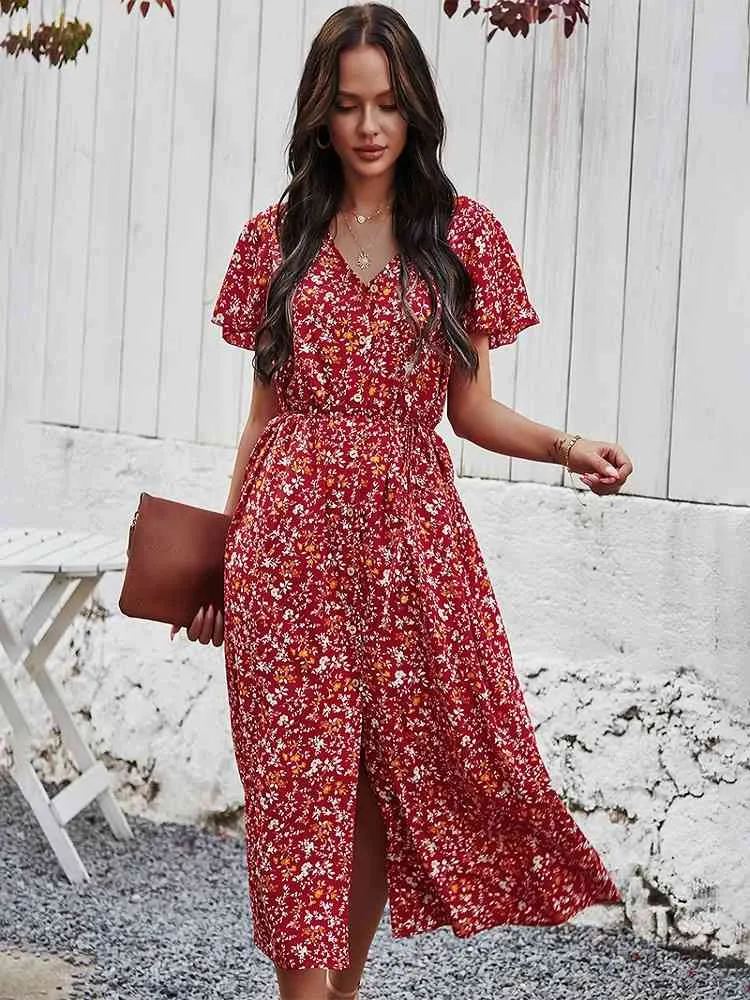 JOYSHAPER Built-in Bra Maxi Dress - Summer Casual Sundress With Pockets