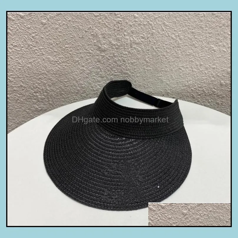 Big Brim Empty straw hats Visors 2021 Summer Designer Women sun hat Beach holiday baseball cap Grass Braid caps Droship Gifts