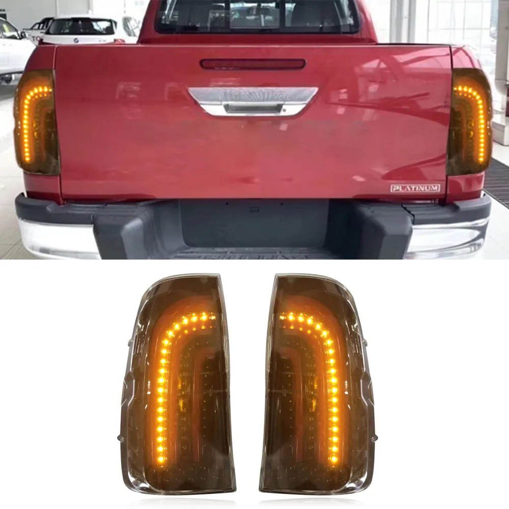 2 PCS LED Tailight Traseira Traseira Luz Luz de Freio Luz de Freio Luz de Aviso Lâmpada Para Toyota Hilux Revo 2015 2016 2017 2018 2019 2020 2021