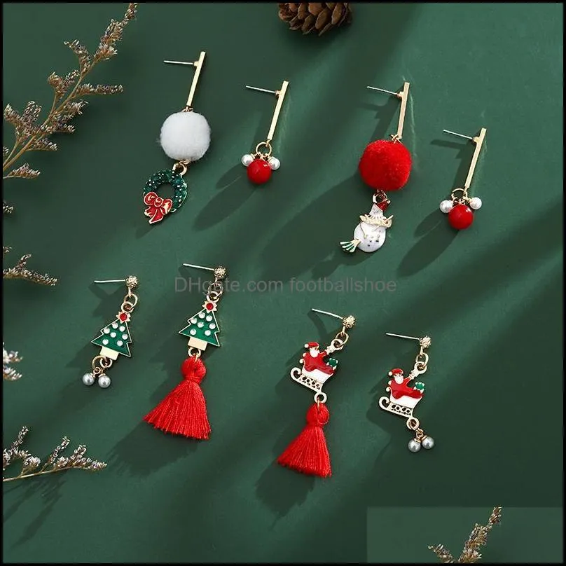 Dangle & Chandelier Earrings Jewelry Christmas Drop Tree Elk Snowman Hairball Bells Happy Year Gifts For Girls Delivery 2021 Mfqfm
