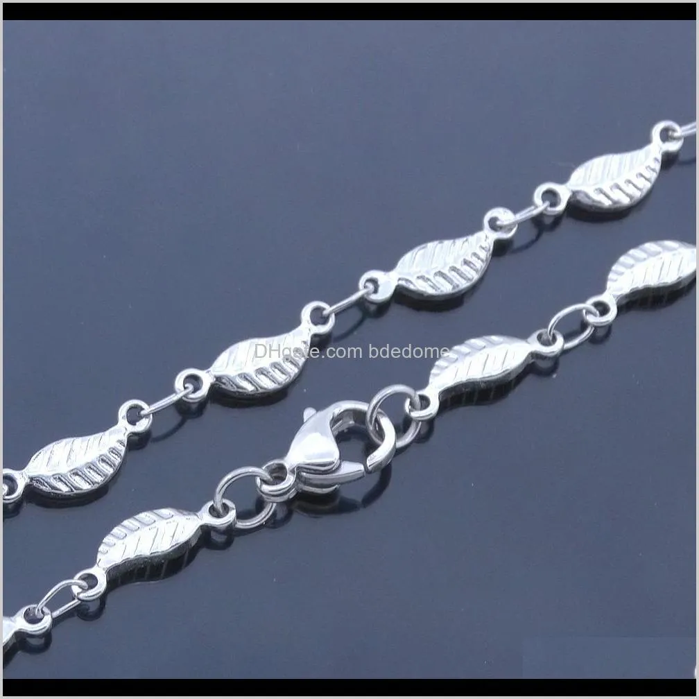Drop levering 2021 mode sieraden enkel armband bladeren charm waterdicht roestvrijstalen enkelbanden 9 "10" 11 "groothandel fabriek aanbod p8mdi