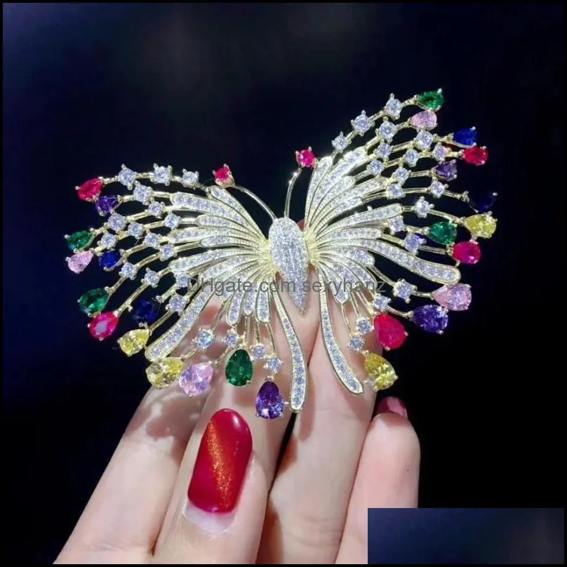 Other 925 Sterling Silver Multi Color Butterfly Brooch Pins Fine Women Jewelry