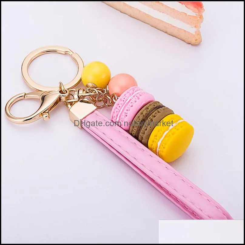 Resin Key Chain Rings Macaron Beads Pendant Keychain Holder Trinkets Jewelry Keyring Accessories for Car Candy Color Fashion Women Bag