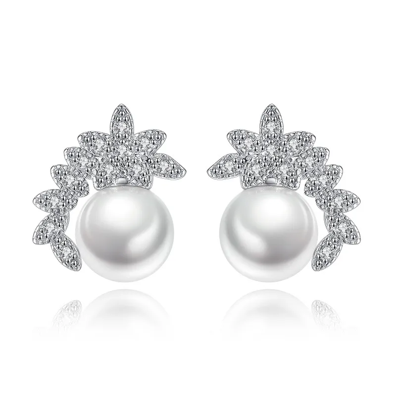 8mm / pezzo Elegante stile natura stile d'acqua dolce perle orecchini orecchini sterling argento orecchini da sposa per le donne S925 anniversario regalo