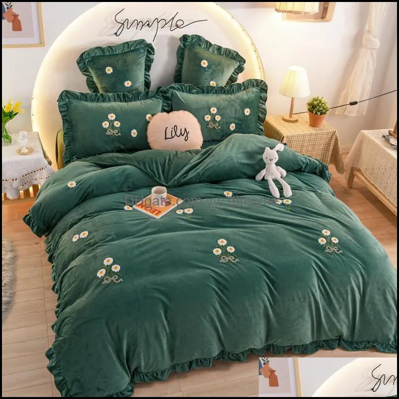 Bedding Sets Super Soft Luxury Magic Coral Velvet Quilt Cover Winter Thickening And Keep Warm Plush Bedclothes Set