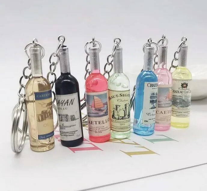 Bouteille de vin créative porte-clés pendentif simulation bouteilles porte-clés sac ornement artisanat cadeau en gros