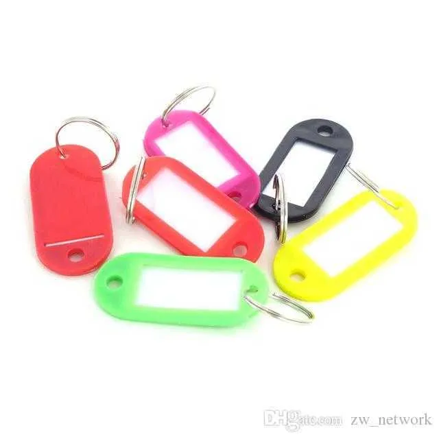 50/ Pcs Plastic Keychain Id and Name Tags With Split Ring For Baggage Key Chains Key Rings 5cm x2.2cm 77