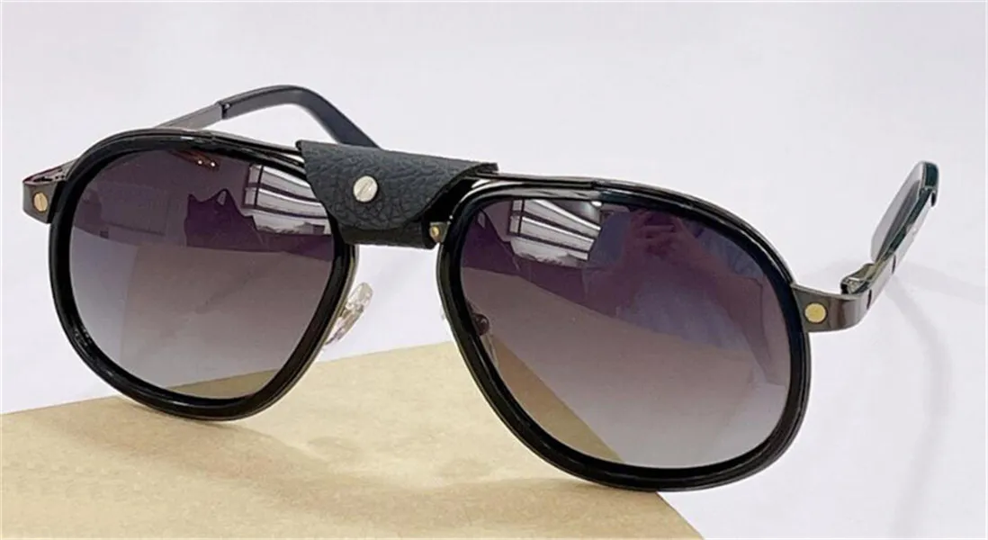패션 디자인 선글라스 0241S 작은 가죽 버튼이있는 파일럿 프레임 Avant Garde 및 인기있는 스타일 최고 품질 UV400 안경