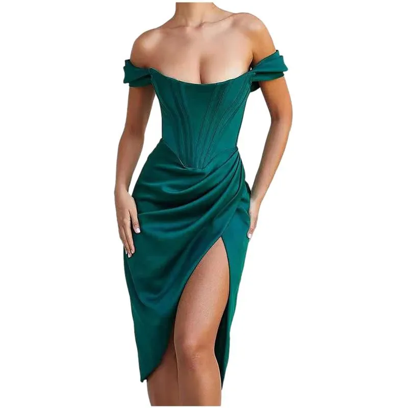 strapless open back dress Janelle Midi Cocktail Party Dress with Square Neck Black / Large