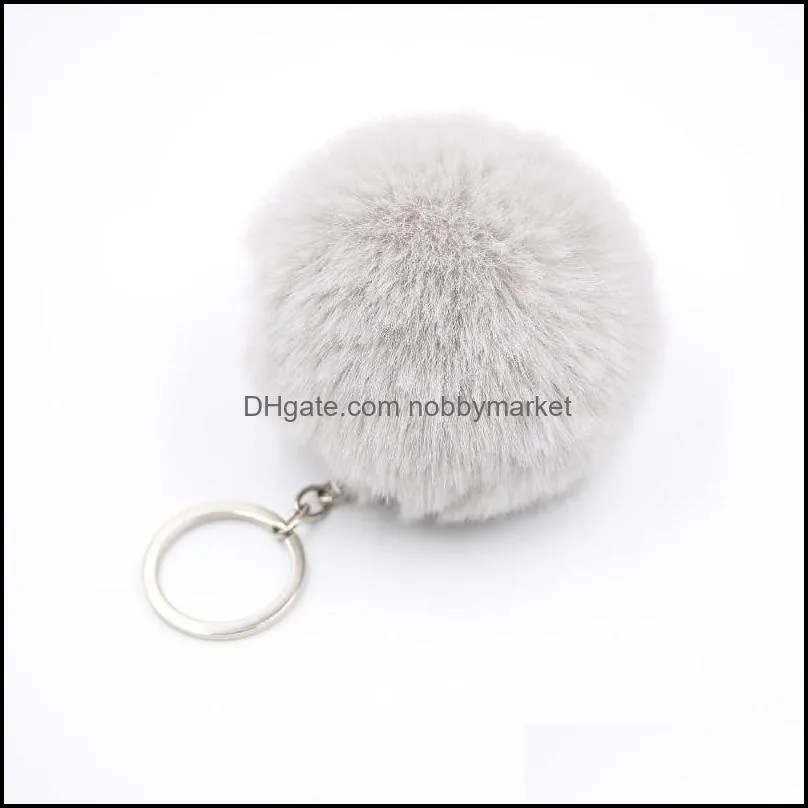 Charms 40 Colors Fluffy Fur Pom Keychain Soft Faux Fur-like Ball Car Keyring Key Holder Women Bag Pendant Jewelry