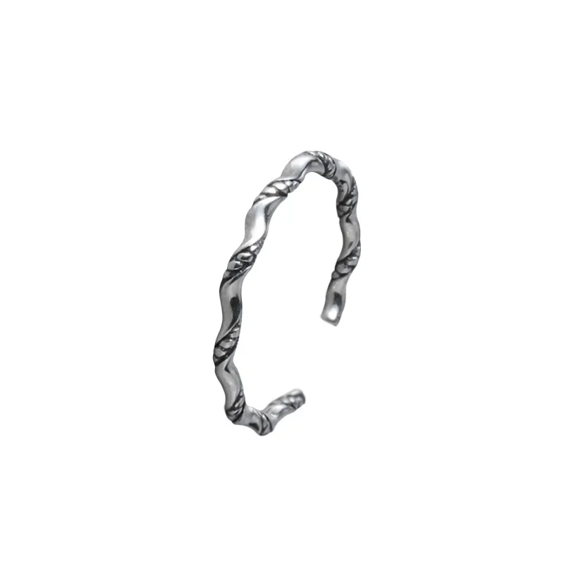 100% 925 Sterling Silver Pierścionek dla kobiet Vintage Styl Maleńki Twist Splot Geometryczne Pierścienie Otwarty rozmiar