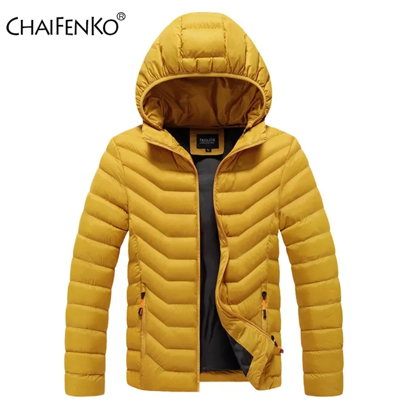 Chaifenko vinter varm casual jacka parkas män höst mode streetwear män parkas vindtäta tjocka hooded smal solid kappa män 210818