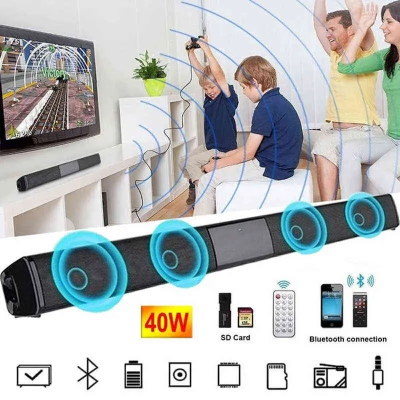 BS-28B High Power Wall-mounted Wireless 40w Bluetooth Sound bar Stereo Speaker Home Theater TV Strong Bass Sound Bar H1111