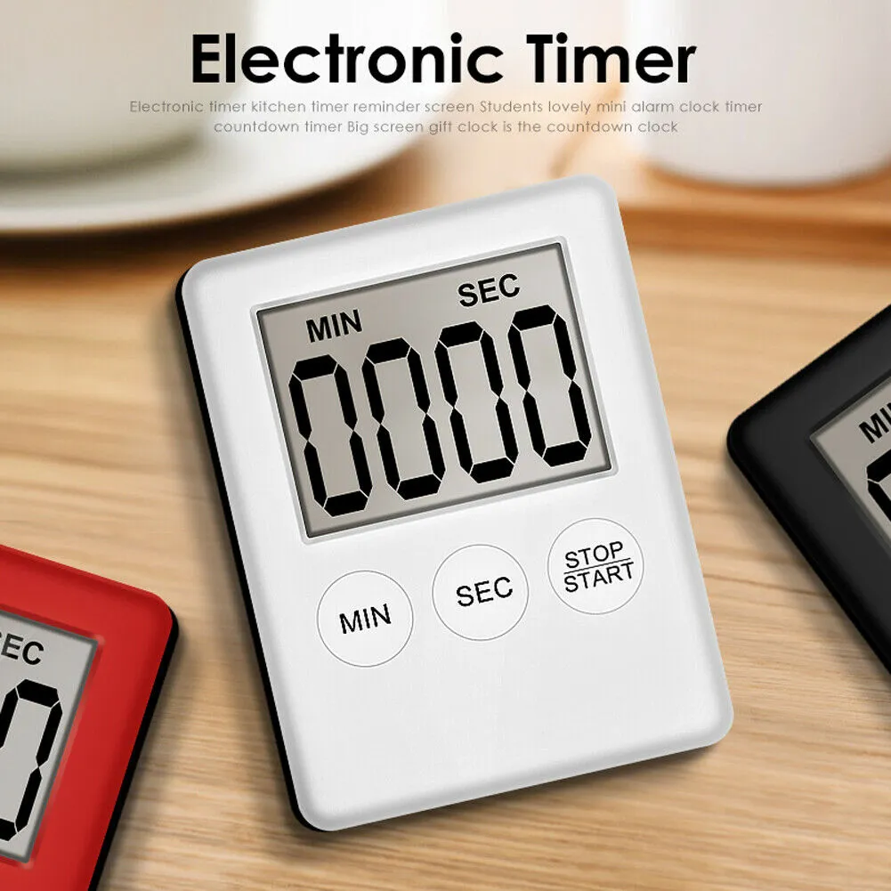 Mini LCD Digital Count Up Down Kitchen Cooking Timer Magnetic Electronic Alarm 