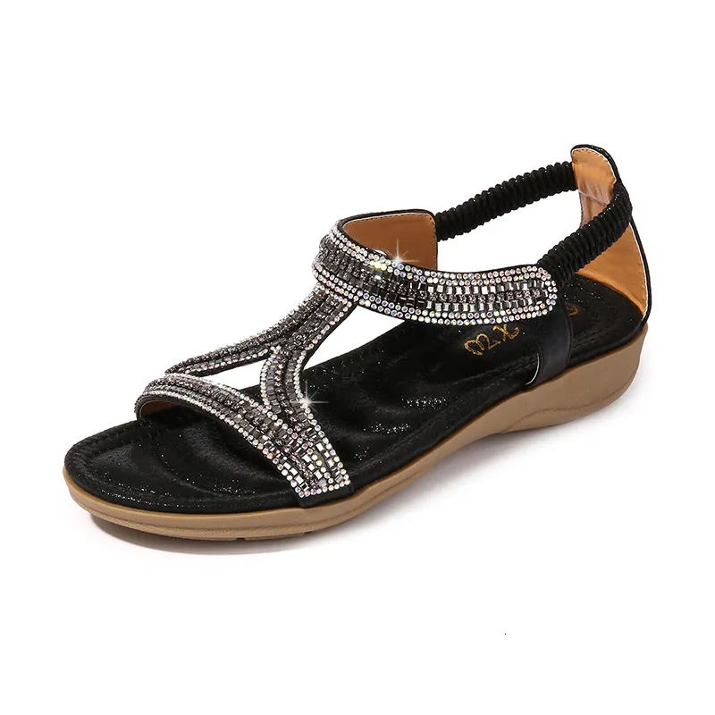 Сандалии женские выдолбленные треугольник алмаз мягкий подошвой наклон пятки плоские туфли