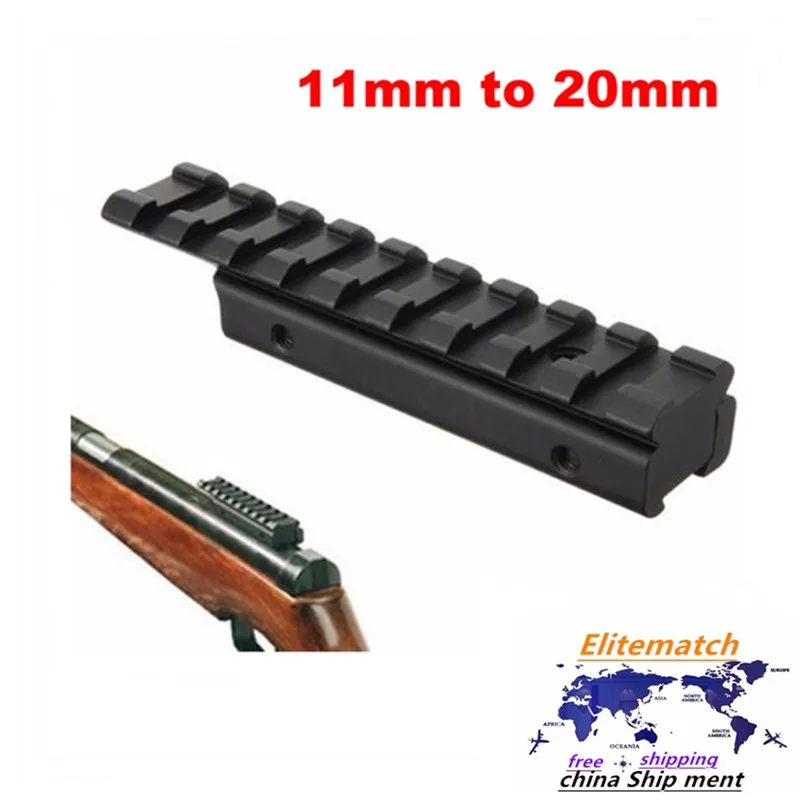 Swallow Tail Jakt Rifle Airgun Monteringsbas från 11mm till 20mm Adapter Weaver Picatinny Rail Ride Scope Extension
