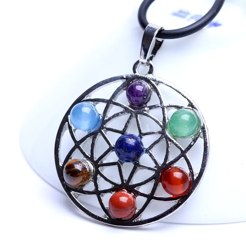 Natural Crystal 7 Färgglada Sten Mode Charm för DIY Necklace Pendant Seven Star Group Smycken