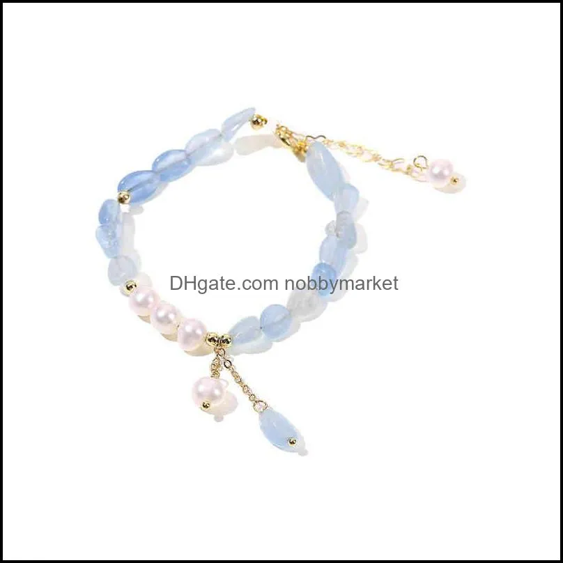 2021 new sea blue freshwater pearl bracelet simple temperament jewelry direct sale