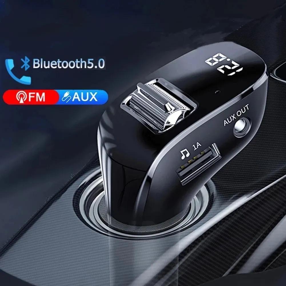 FMトランスミッターワイヤレスBluetooth 5.0ラジオ変調器キットUSB車の充電器ハンズフリーAUXオーディオMP3プレーヤー