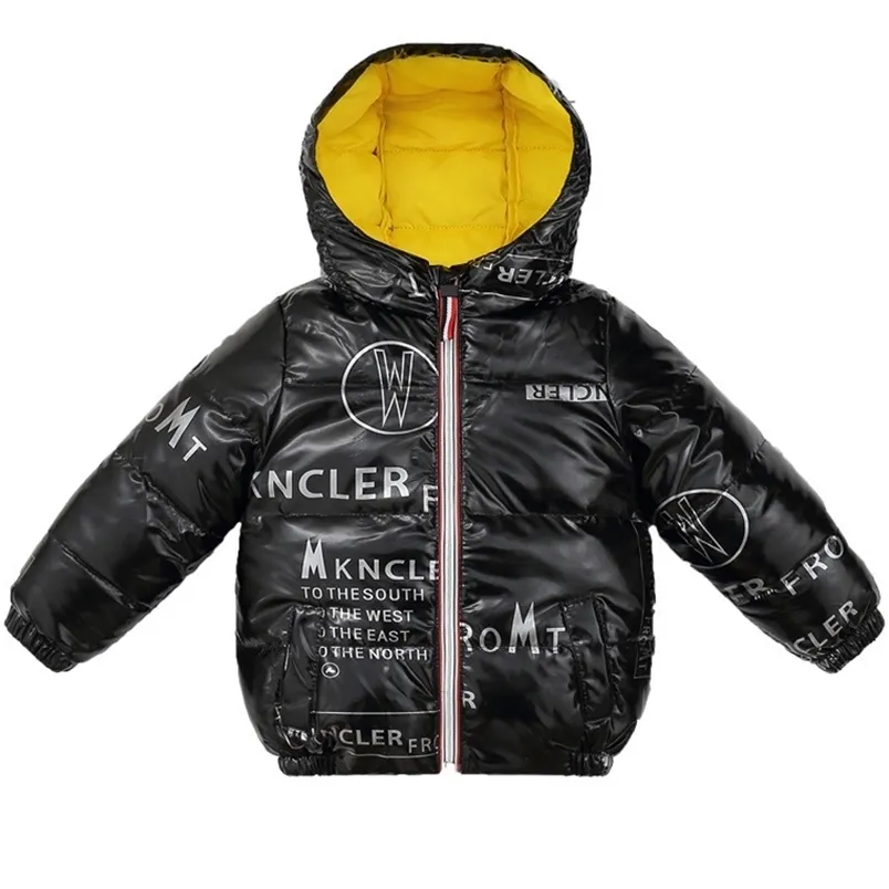 Kış Erkek Kız Aşağı Ceketler Yüksek Kalite Parkas 3-12 Yıl Moda Kız Sıcak Snowsuit Kapüşonlu Giyim Çocuk Mont 211203