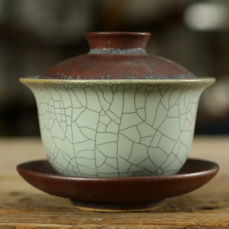 Antyczna gaiwan gaiwan piec ceramiczna miska pokrowca, a vintage herbata tureen