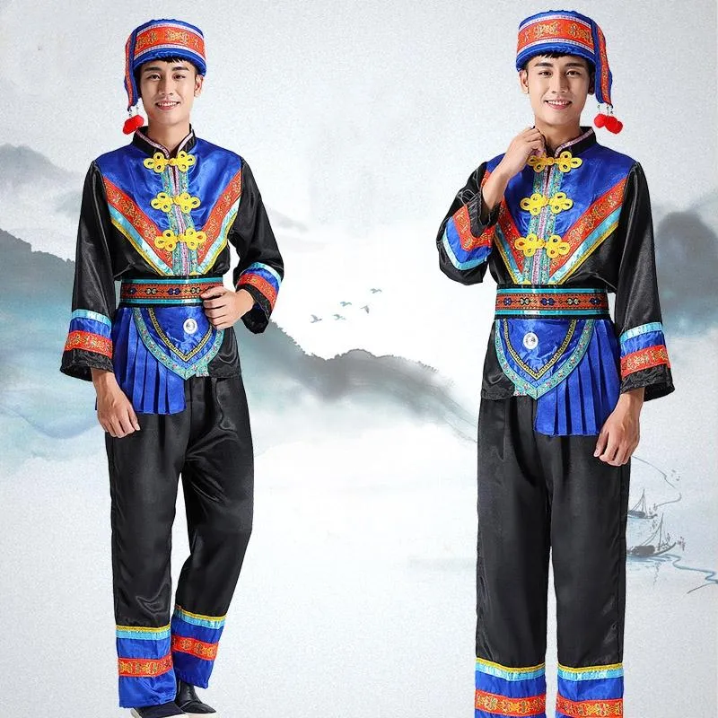 Hmong Men Clothes National Chinese Folk Dance Thnic Modern Costumes Classical Design FF2005 Stage Wear283t