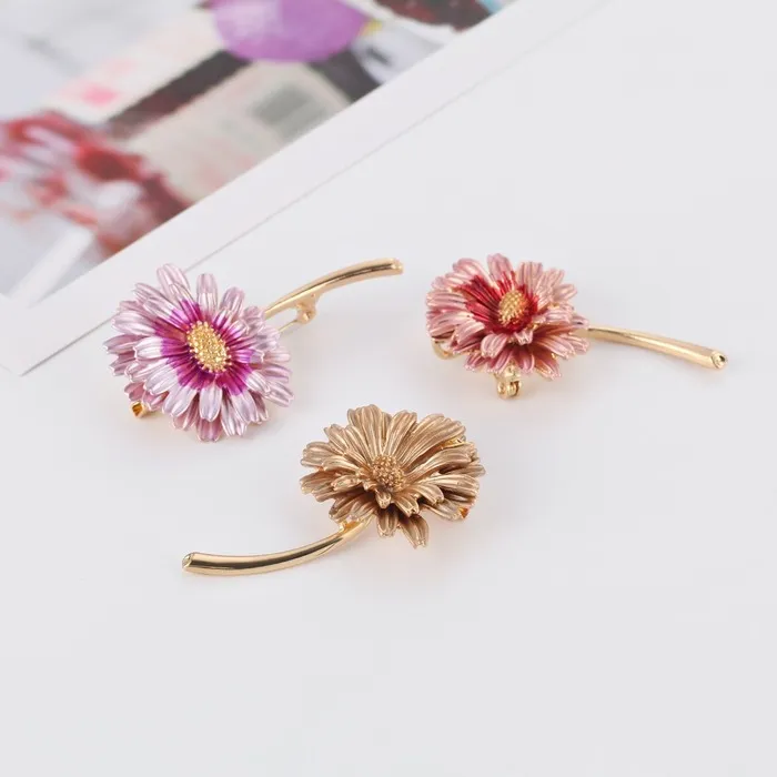 Zonnebloem broche pin gouden email metalen bloembroches zakelijke pak jurk tops corsage rapel pins dames mannen mannen mode juwelen en sandy