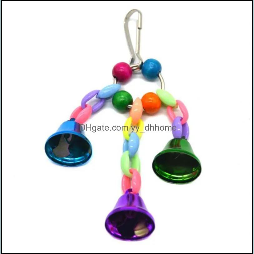 Hot Garden Colorful Beads Bells Parrot Toys Suspension Hanging Bridge Chain Pet Bird Parrot Chew Swing Toys Bird Cage Home Decoration